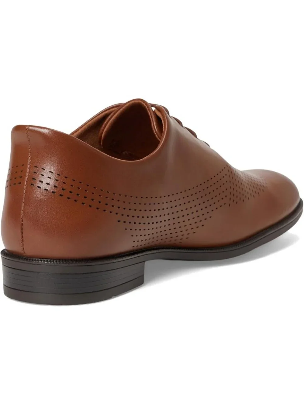 Marc Joseph Men's Cognac Napa Leather Closed Toe Casual Oxford Block Heel Shoes